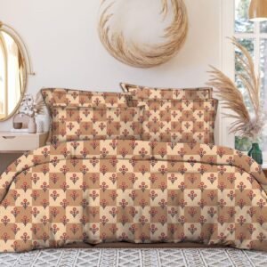 Dream Home Glacé Cotton Bedsheet Set – Super King Size (108 x 108 Inches, Printed, Jointless)