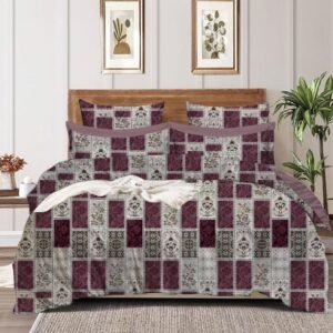 Shivshakti Enterprises Ready-to-Stitch King Size Bedsheet Fabric Set – Geometric & Floral Print (Cotton Blend, Multicolor, with 2 Pillow Cover Fabrics)