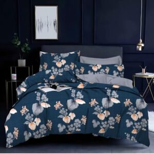 RNY Home Decor Floral Poly Cotton Bedsheet Set – Double Size (Grey, 200 TC)